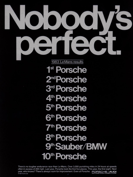 A Porsche ad from ‘83, showing how much the 956/962 dominated Group C.